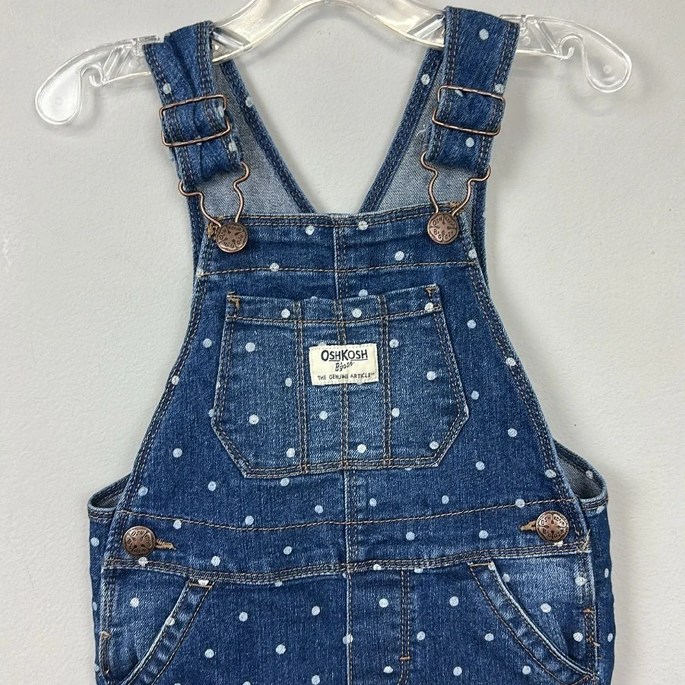 Oshkosh B’gosh Girls Polka Dot Overalls Sz 2T